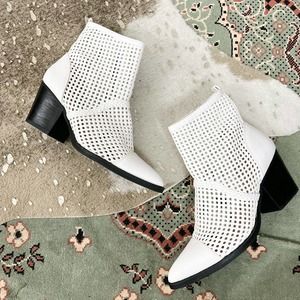 Sam Edelman | Elita Woven White Cane Western Faux Leather Booties Boots 9